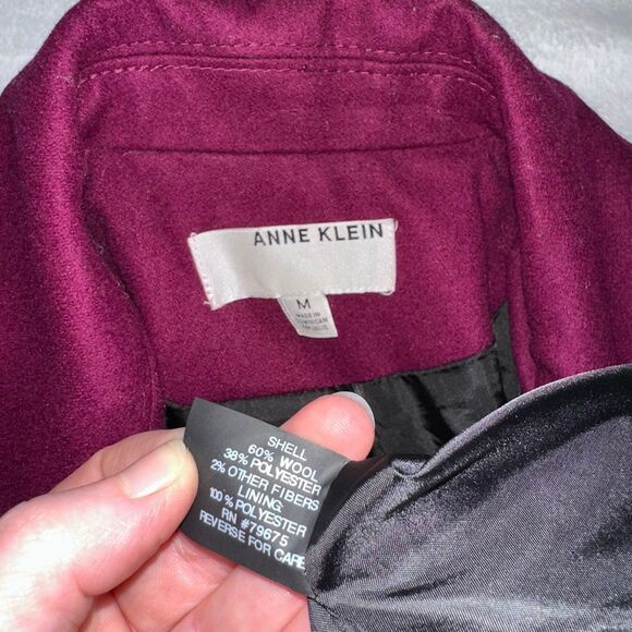 Anne Klein Medium Double Breasted Women’s Wool Blend Peacoat Magenta Pink EUC - Picture 6 of 9
